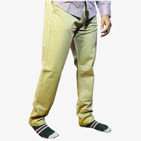 Men's Solid Beige Cotton Formal Pant | Regular Fit Office & Casual Wear
